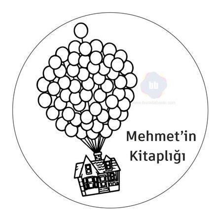 Uçan Balonlu Ev Kitap Mührü