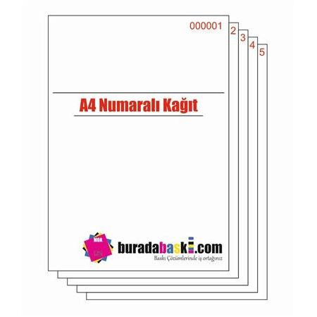 A4 Numaralı Kağıt (1- 100)